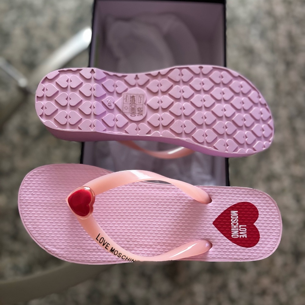 Love Moschino Pink Heart Sandals